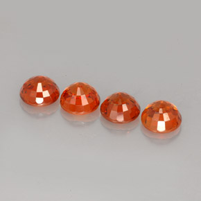 Pedras preciosas de granada espessartita laranja natural de  ct, corte redondo, VS