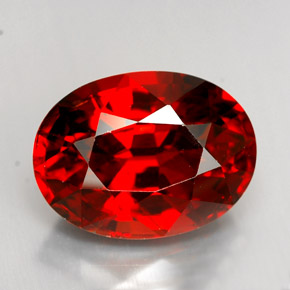 Granada espessartita vermelho natural 9,65ct, corte oval, VS