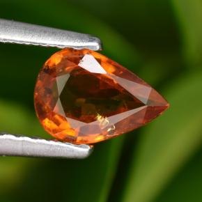 Granada espessartita laranja natural 0,77ct, formato de pêra, VS-SI