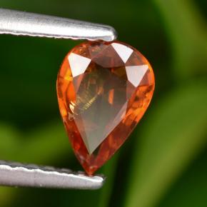 Granada espessartita laranja natural 0,77ct, formato de pêra, VS-SI
