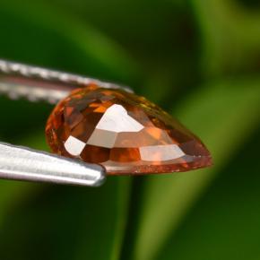 Granada espessartita laranja natural 0,77ct, formato de pêra, VS-SI