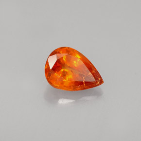 Granada espessartita laranja natural 0,61ct, formato de pêra, VS