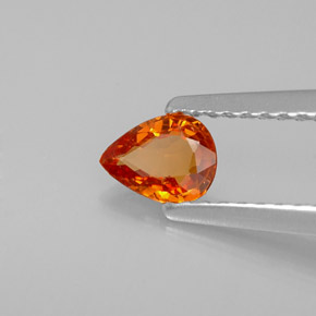 Granada espessartita laranja natural 0,37ct, formato de pêra, VS