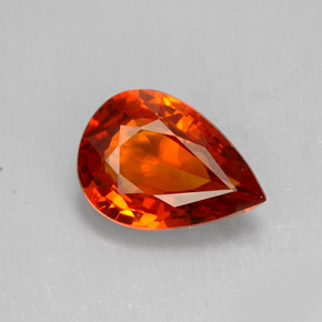 Granada espessartita laranja natural 1,49ct, formato de pêra, VVS-VS