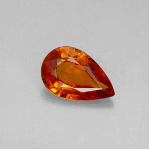 Granada espessartita laranja natural 1,27ct, formato de pêra, VVS-VS