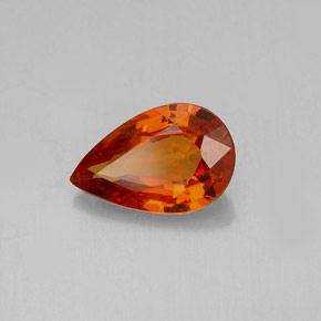 Granada espessartita laranja natural 1,27ct, formato de pêra, VVS-VS