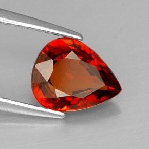 Granada espessartita laranja natural 1,80ct, formato de pêra, VVS