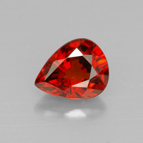 Granada espessartita laranja natural 1,42ct, formato de pêra, VVS