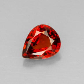Granada espessartita laranja natural 1,23ct, formato de pêra, VVS