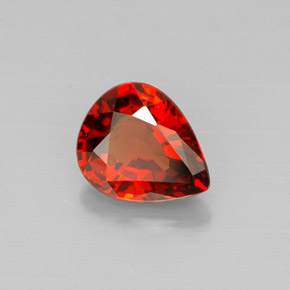 Granada espessartita laranja natural 1,23ct, formato de pêra, VVS