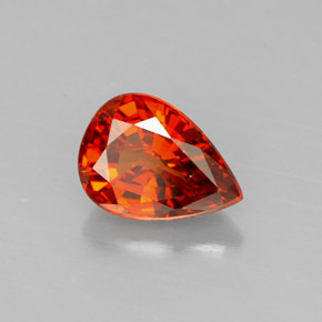 Granada espessartita laranja natural 1,33ct, formato de pêra, VS