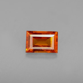 Granada espessartita laranja natural 0,77ct, baguete, VS