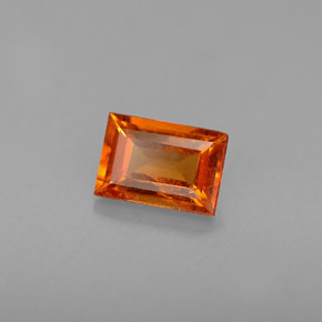Granada espessartita laranja natural 0,77ct, baguete, VS
