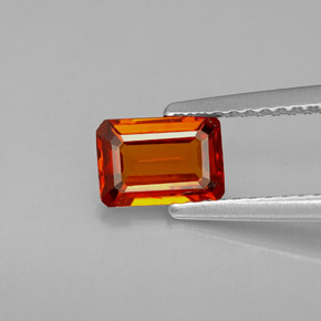 Granada espessartita laranja natural 0,97ct, corte esmeralda, VVS-VS