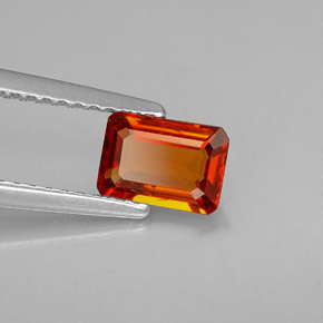 Granada espessartita laranja natural 0,97ct, corte esmeralda, VVS-VS