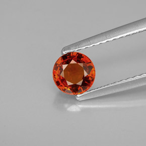 Granada espessartita laranja natural 0,75ct, corte redondo, VVS-VS