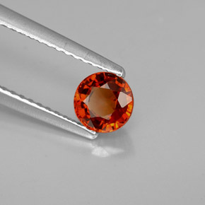 Granada espessartita laranja natural 0,75ct, corte redondo, VVS-VS
