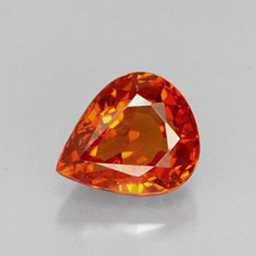 Granada espessartita laranja natural 1,36ct, formato de pêra, VS-SI