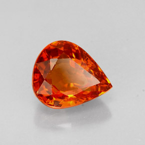 Granada espessartita laranja natural 1,36ct, formato de pêra, VS-SI