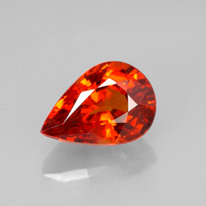 Granada espessartita laranja natural 1,23ct, formato de pêra, VVS-VS