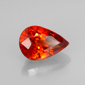 Granada espessartita laranja natural 1,23ct, formato de pêra, VVS-VS