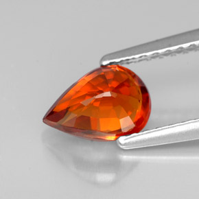 Granada espessartita laranja natural 1,23ct, formato de pêra, VVS-VS