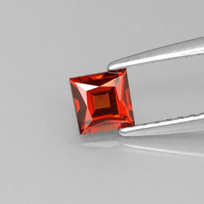 Granada espessartita laranja natural 0,49ct, quadrado, VVS-VS