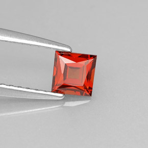 Granada espessartita laranja natural 0,49ct, quadrado, VVS-VS