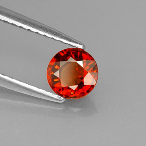 Granada espessartita laranja natural 0,65ct, corte redondo, VVS-VS