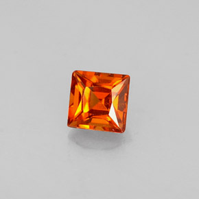 Granada espessartita laranja natural 0,36ct, quadrado, VVS-VS