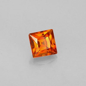 Granada espessartita laranja natural 0,36ct, quadrado, VVS-VS