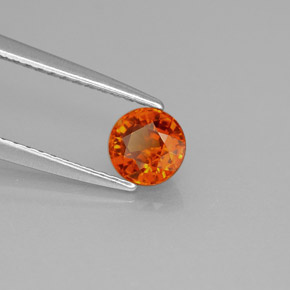 Granada espessartita laranja natural 0,73ct, corte redondo, VVS