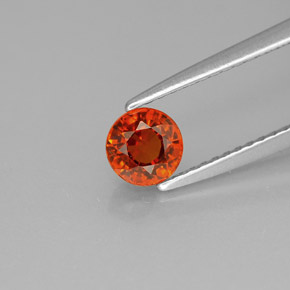 Granada espessartita laranja natural 0,79ct, corte redondo, VVS-VS