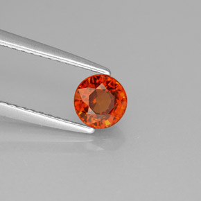 Granada espessartita laranja natural 0,79ct, corte redondo, VVS-VS