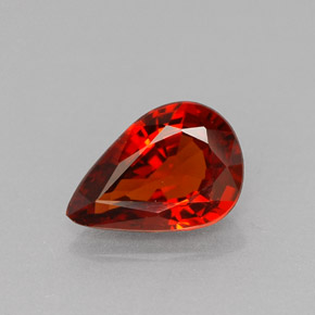 Granada espessartita vermelho natural 1,03ct, formato de pêra, VVS-VS