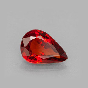 Granada espessartita vermelho natural 1,03ct, formato de pêra, VVS-VS