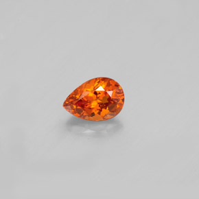 Granada espessartita laranja natural 0,58ct, formato de pêra, VVS-VS