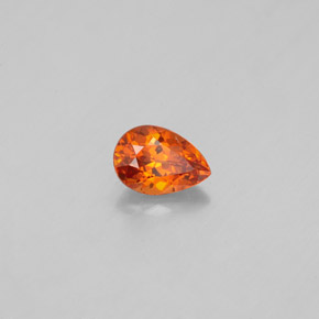 Granada espessartita laranja natural 0,58ct, formato de pêra, VVS-VS