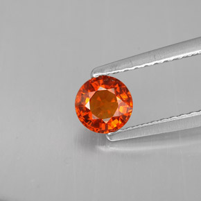 Granada espessartita laranja natural 0,64ct, corte redondo, VS