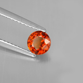 Granada espessartita laranja natural 0,64ct, corte redondo, VS