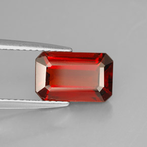 Granada espessartita laranja natural 3,31ct, corte esmeralda, VS
