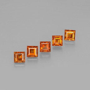 Pedras preciosas de granada espessartita laranja natural de  ct, quadrado, VS