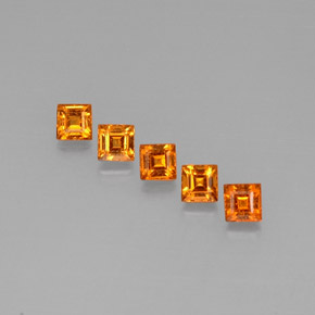 Pedras preciosas de granada espessartita laranja natural de  ct, quadrado, VS