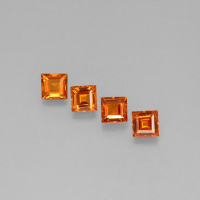 Pedras preciosas de granada espessartita laranja natural de  ct, quadrado, VS