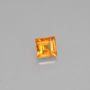 Granada espessartita laranja natural 0,39ct, quadrado, VS