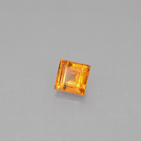 Granada espessartita laranja natural 0,39ct, quadrado, VS