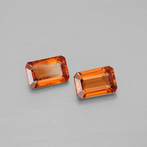 Pedras preciosas de granada espessartita laranja natural de  ct, corte esmeralda, VS-SI