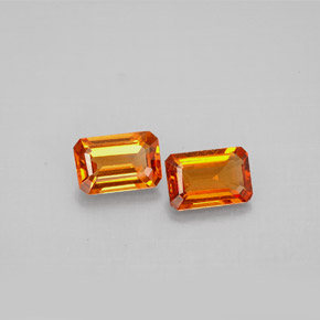 Pedras preciosas de granada espessartita laranja natural de  ct, corte esmeralda, VS