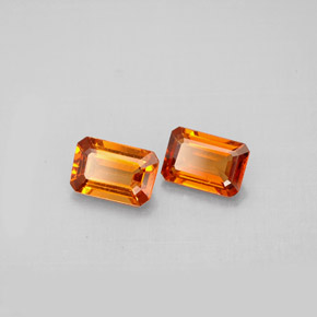 Pedras preciosas de granada espessartita laranja natural de  ct, corte esmeralda, VS