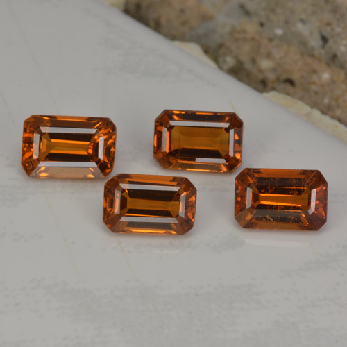 Pedras preciosas de granada espessartita laranja natural de 2,73 ct, corte esmeralda, VVS-VS